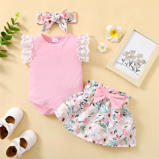 Summer of Joy - Romper, Flower Skirt & Headband