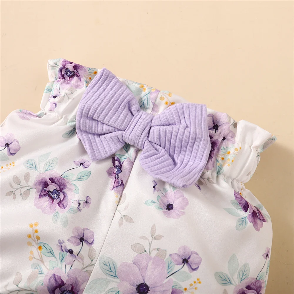 Purple Splash - Floral Romper, Shorts & Headband