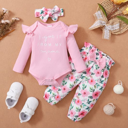 Mama's Girl - Bodysuit, Floral Pants & Headband