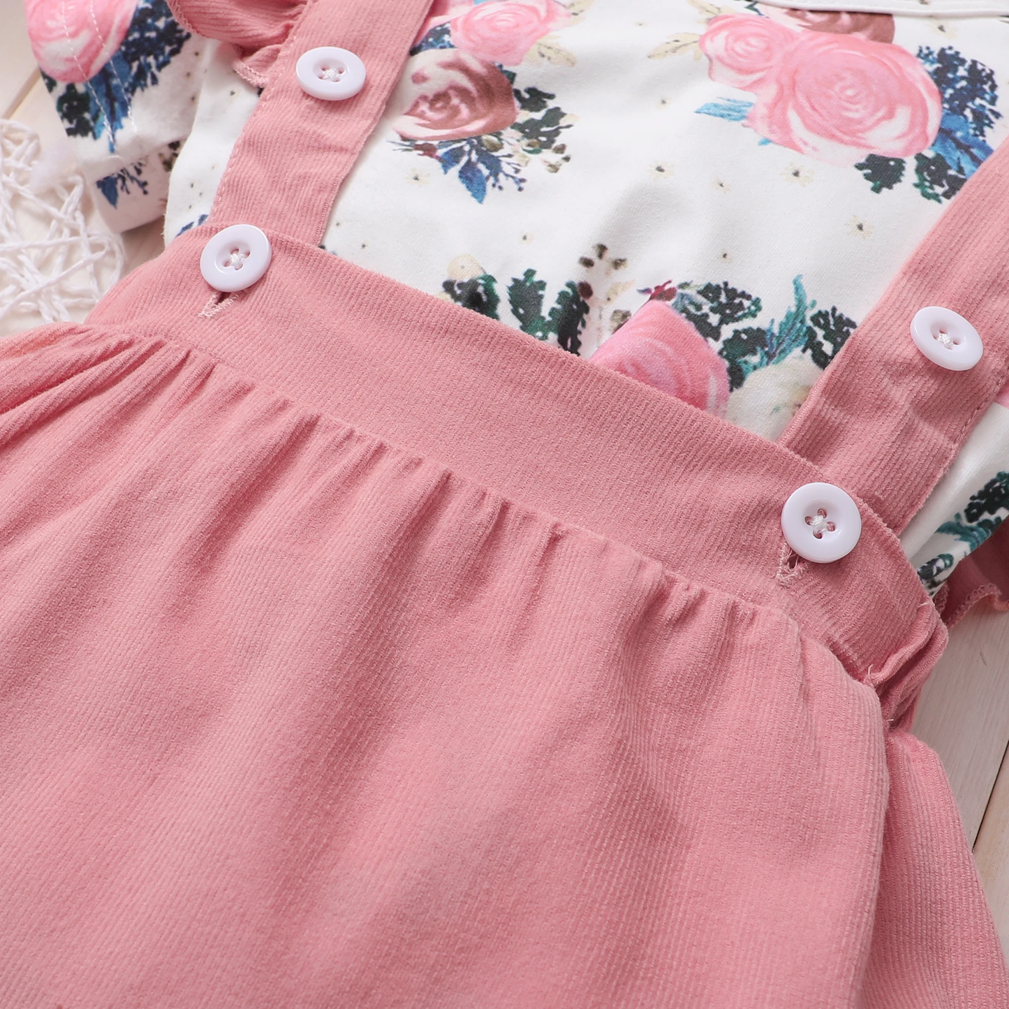 Joyful Summer - Floral Bodysuit, Suspender Skirt & Headband