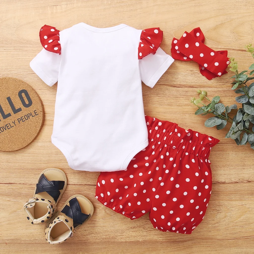 Lovely Girl - Red Polka Dot Bodysuit, Shorts & Headband