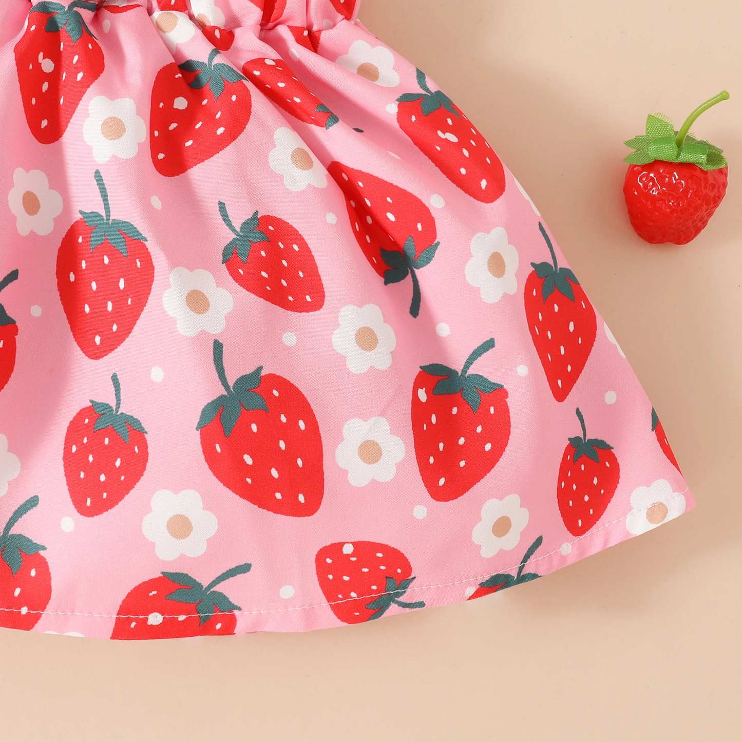 Strawberry Baby-cake - Ruffle Strawberry Dress, Onesie and Bow